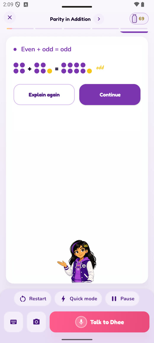 Dhee app — a maths idea drawn out step by step on the live whiteboard