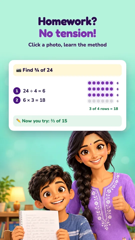 Homework? No tension — click a photo and Dhee shows the method step by step
